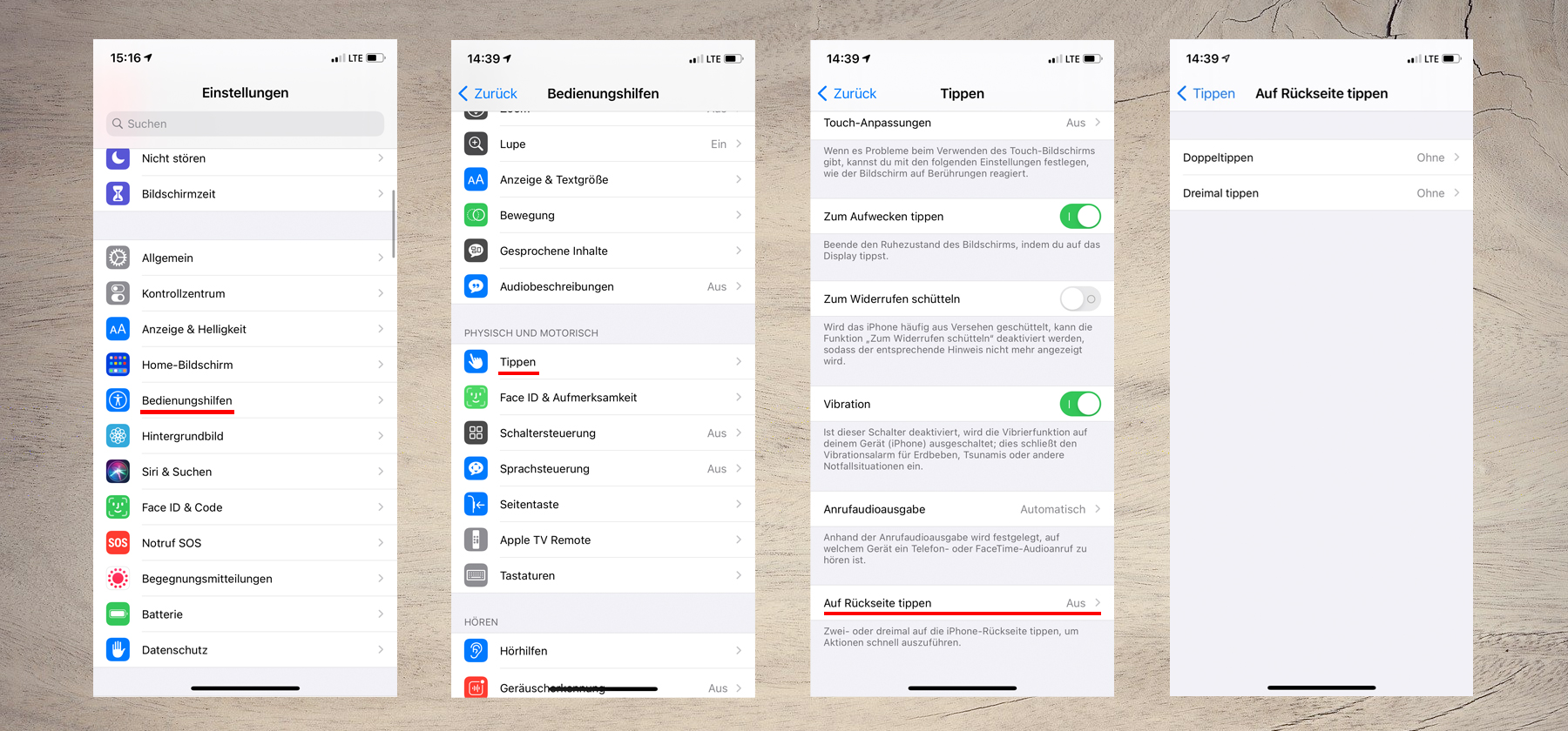 Kurzbefehl ausführen durch antippen der iPhone Rückseite