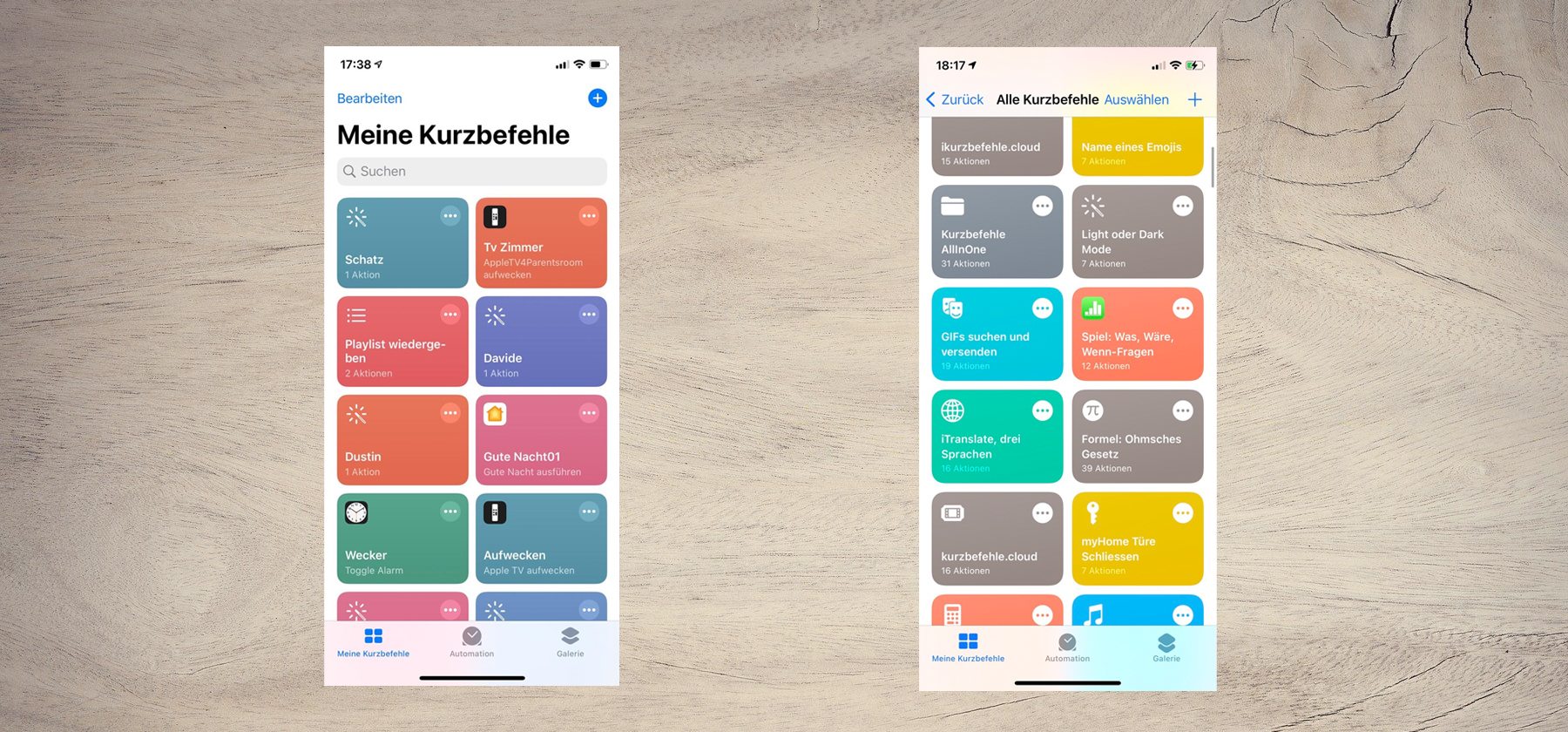 iOS 14: Farbänderungen der Kurzbefehle